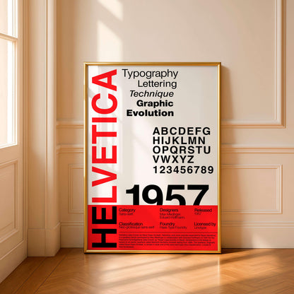 Helvetica Typography Poster, Modernist Graphic Design Print, Swiss Style Alphabet Layout