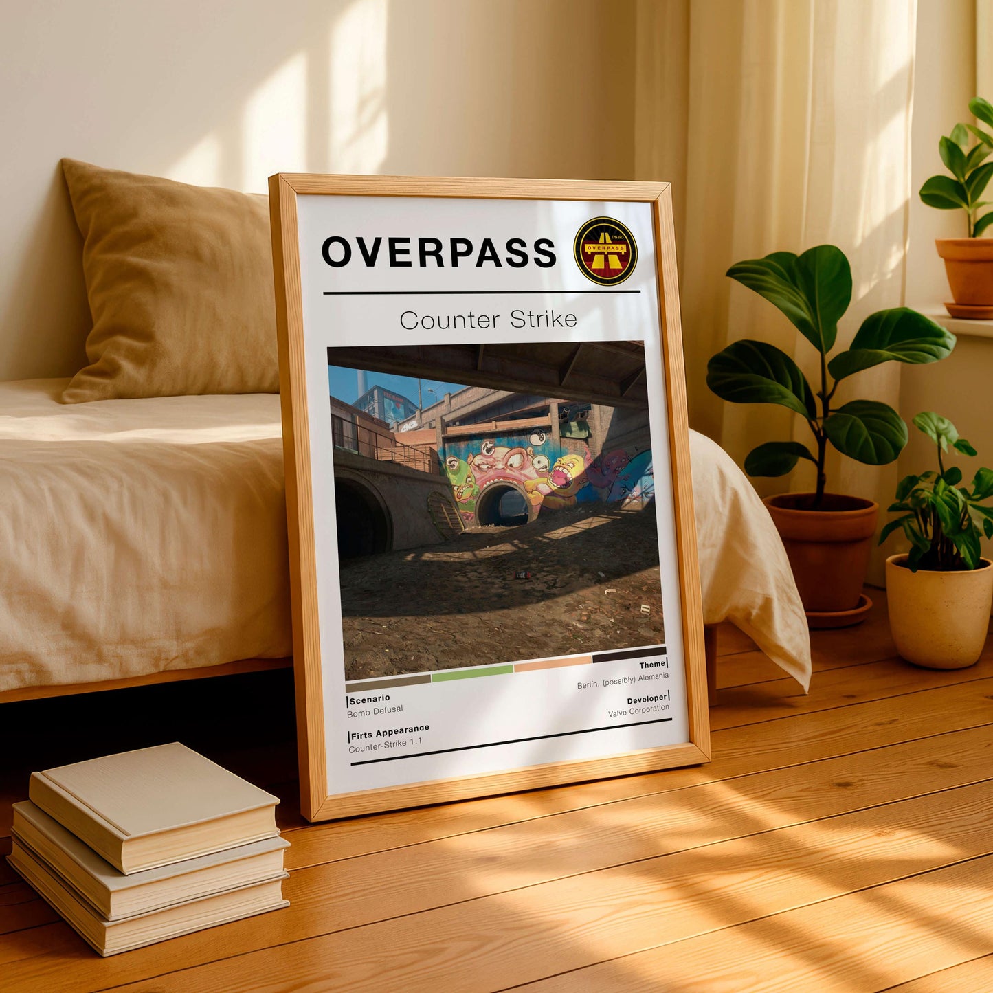 Poster Csgo Map Overpass, Minimalist Vertical, Gaming Room Decor,