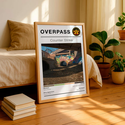 Poster Csgo Map Overpass, Minimalist Vertical, Gaming Room Decor,