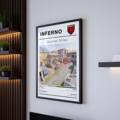 Poster Map Inferno Csgo, Gaming Room Wall Decor, Wall art Gamer