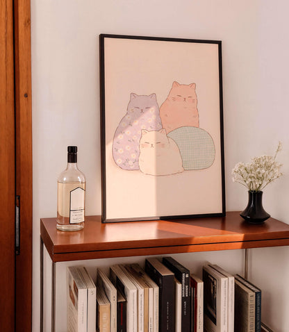 Cat Poster Cute, Minimal Animal, Modern Home Decor
