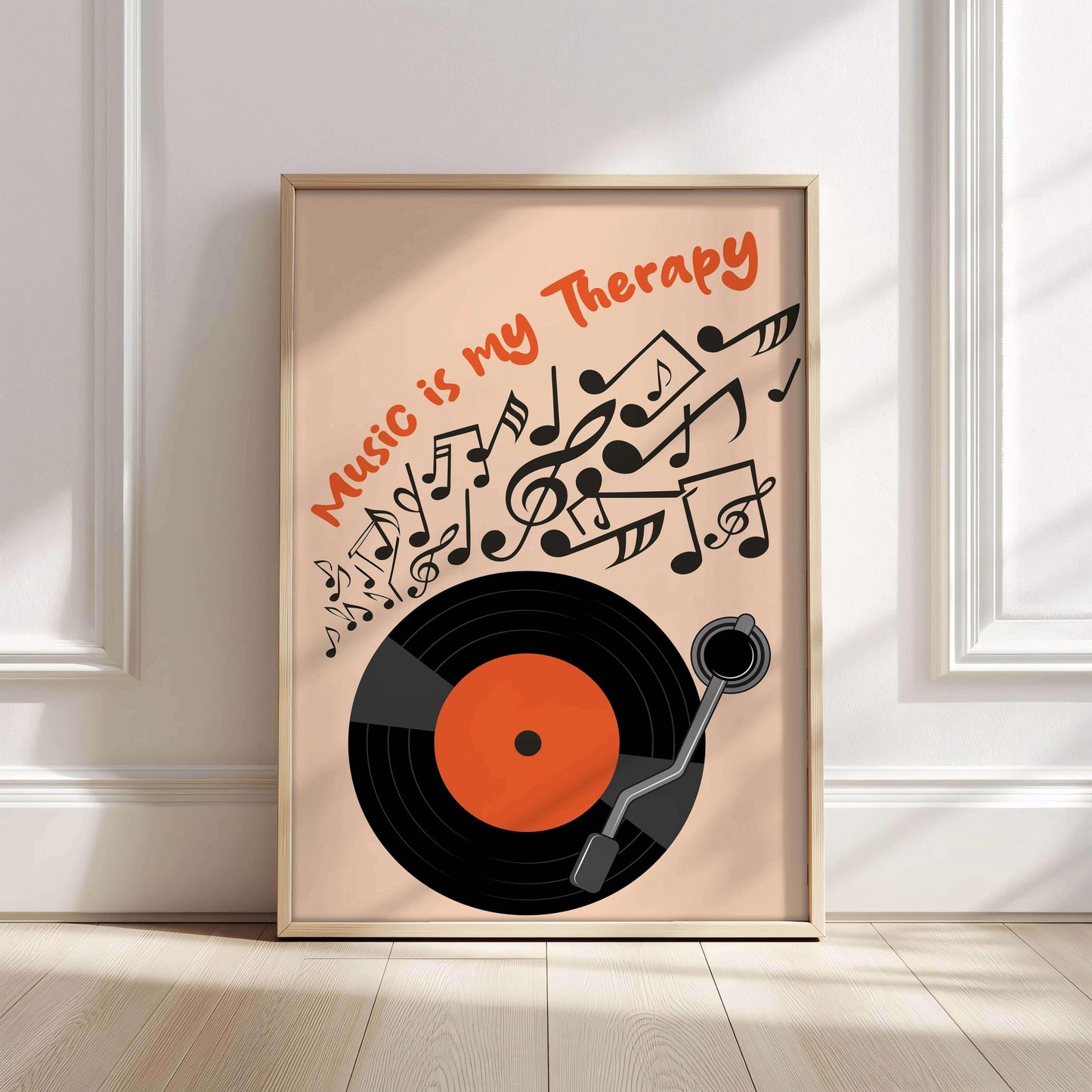 Retro Vinyl Record Music Therapy Poster, Decoration Room Office