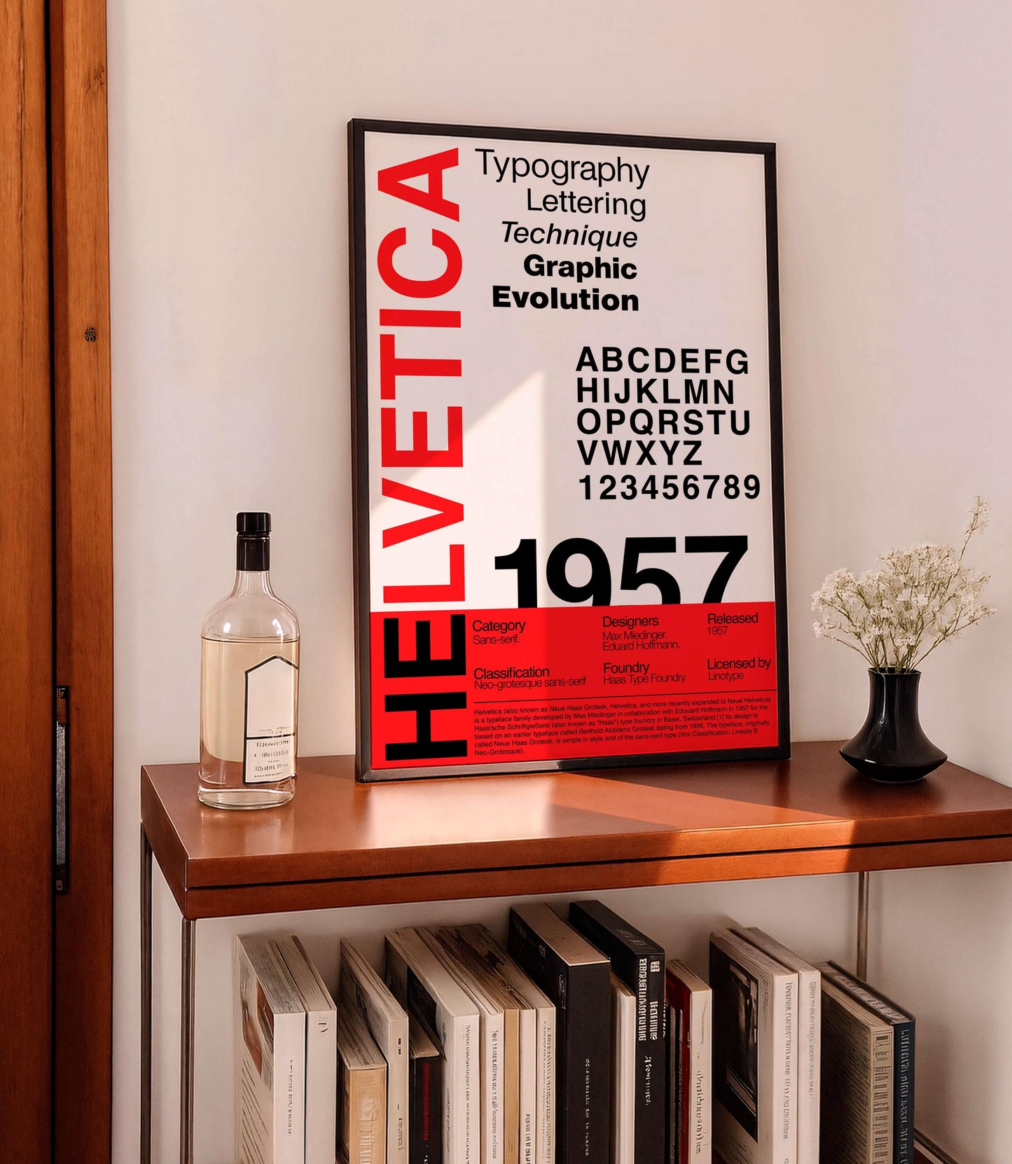 Helvetica Typography Poster, Modernist Graphic Design Print, Swiss Style Alphabet Layout