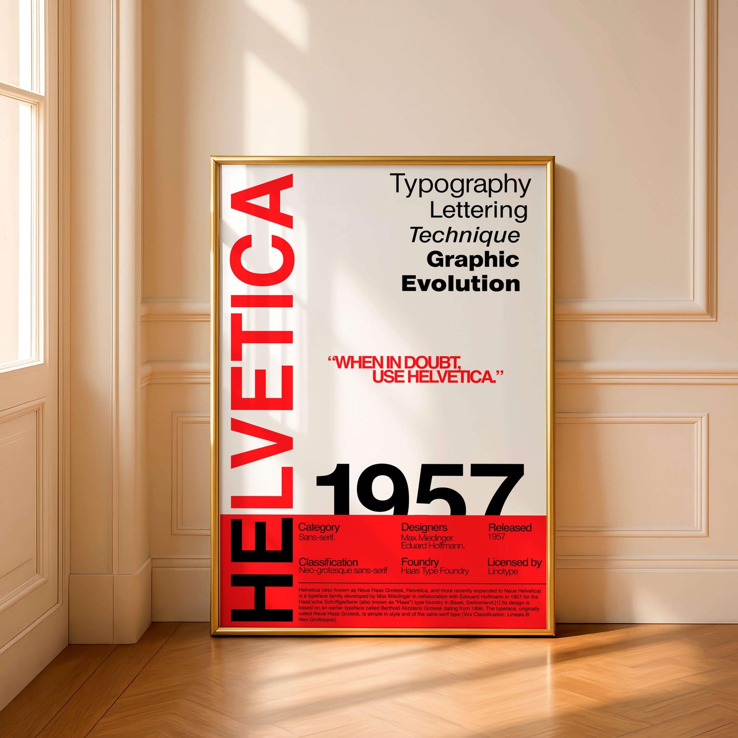 Helvetica Typography Poster, Modernist Graphic Design Print, Swiss Style Alphabet Layout